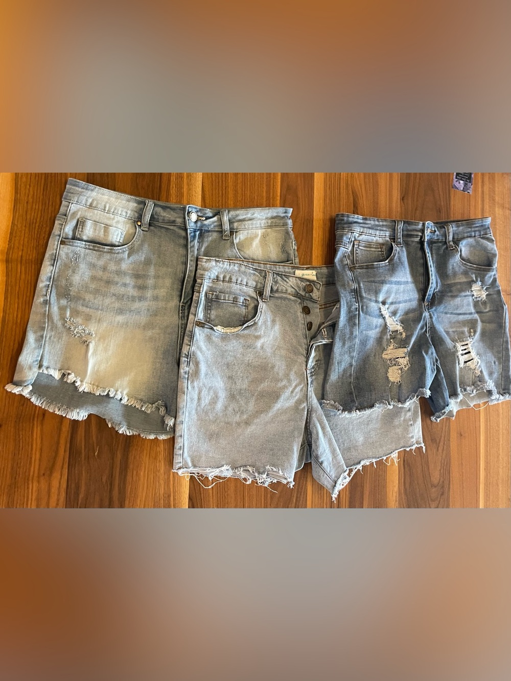 Trio of Grace and Lace size 12 Distressed Light Wash Denim Shorts